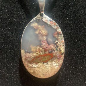 Moss Agate Oval Crystal Pendant (XL)